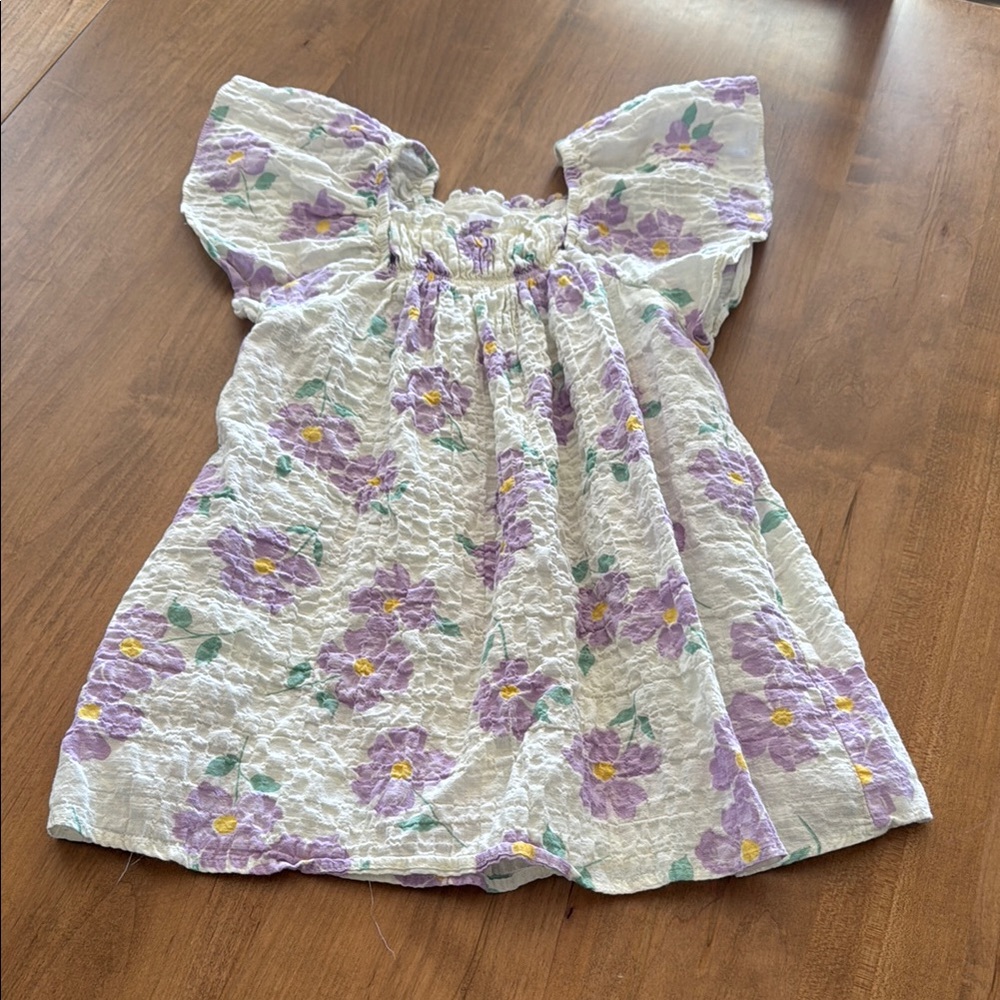 Floral Kids Top in White and Purple